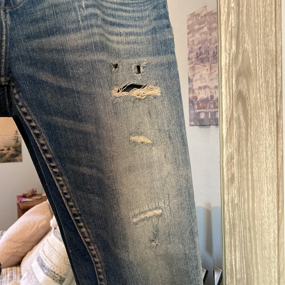 Zara low-rise relaxed fit stretch ripped Z1975 jeans - Picture 9 of 16